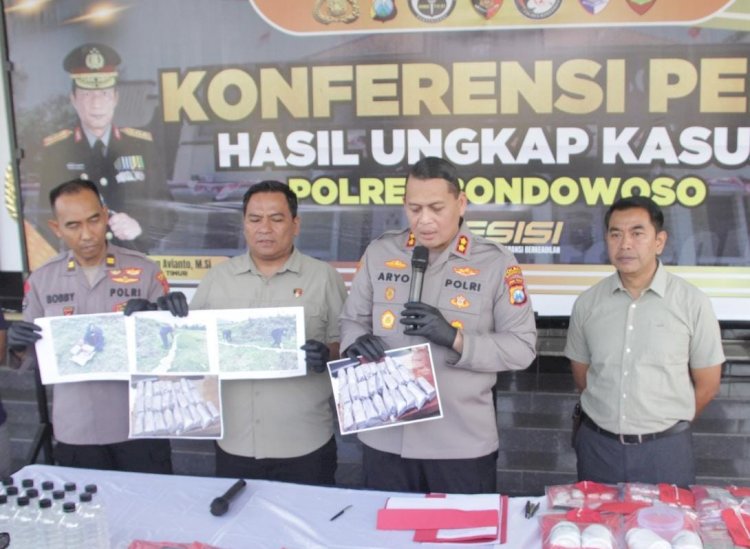 Polres Bondowoso Libatkan Gegana Brimob Polda Jatim Musnahkan 25 Kg Bubuk Mercon