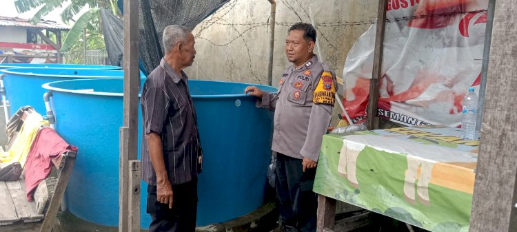 Bhabinkamtibmas Desa Tambak Sawah Tinjau Budidaya Ikan Lele Dukung Program P2B