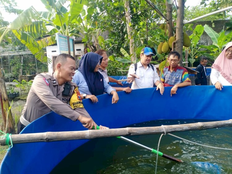 Sinergitas Polisi dan Stake Holder Terkait untuk Ketahanan Pangan, Siap Panen Ikan Patin di Lahan P2B Desa Larangan